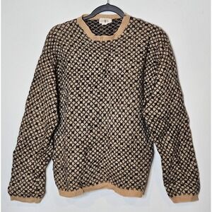 Vintage J Crew 100% Wool Oarsman Sweater Knit Crew Patterned 80s/90s‎ Grandpa Lg
